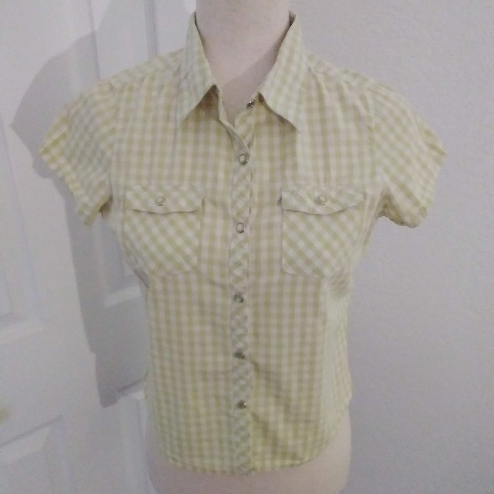 Cherokee Western Style Shirt Size Large Jr. Greenish Yellow Vintage - Picture 3 of 7